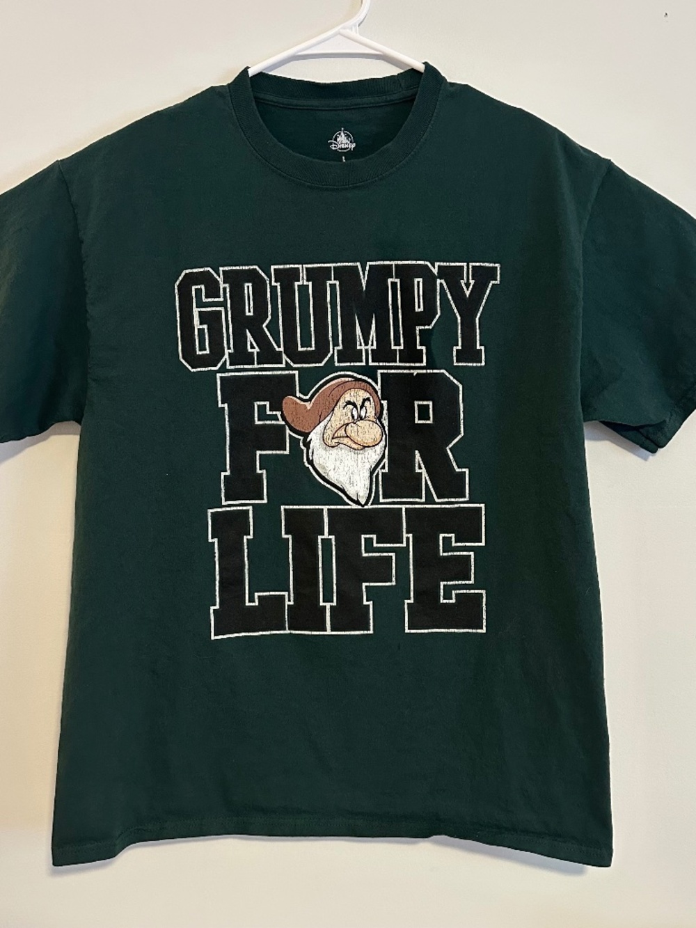 Grumpy For Life Snow White Disney Graphic Print T-Shirt Large Green Short Sleeve
